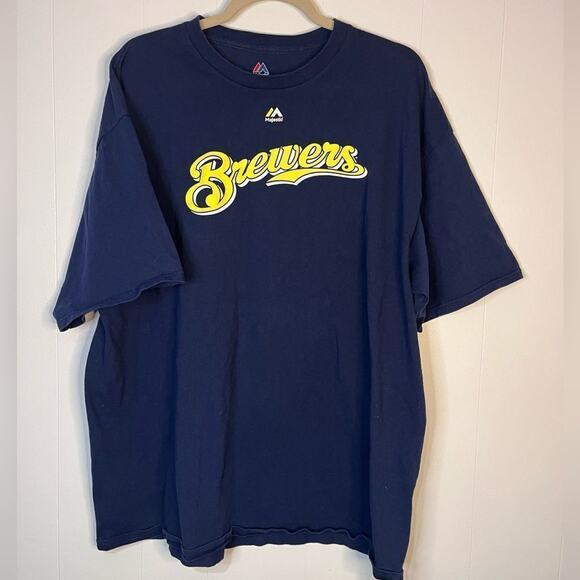 Majestic Milwaukee Brewers Cotton Shirt #21 Size 2XL - Picture 1 of 11